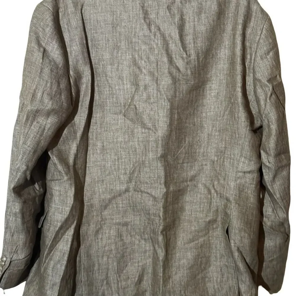 Jos A Bank 1905 Brown 100% Linen Herringbone Suit Jacket Blazer Mens sz 46 R